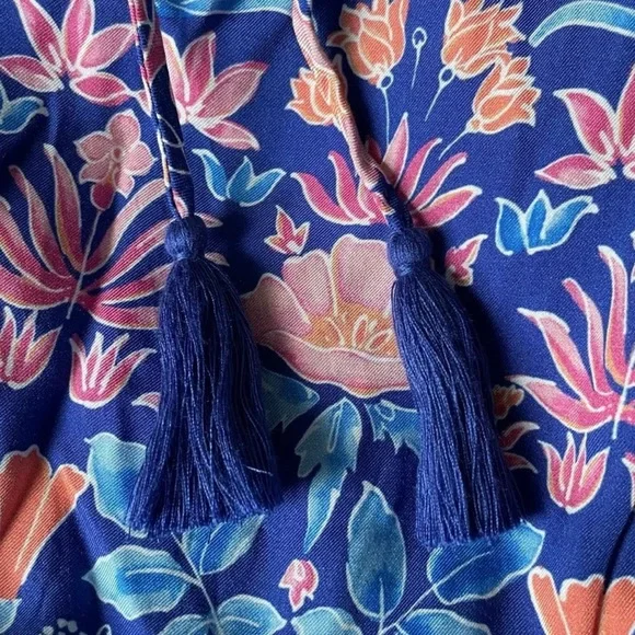 J. MCLAUGHLIN  Blue Multi Floral Chessie Silk Blend Tiered Midi Dress Size S - Picture 14 of 14